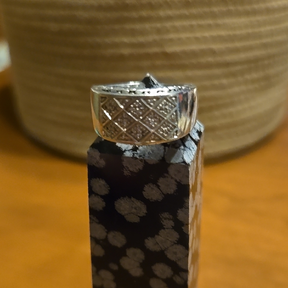 Michael Dawkins - Sterling Silver Textured Ring With Polished Finish.